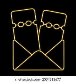 Two discount coupons in envelope in neon effect