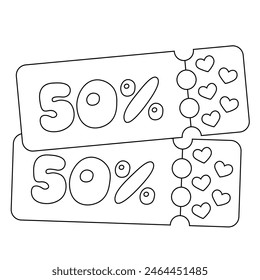 Dos Cupones con corazones en blanco y negro