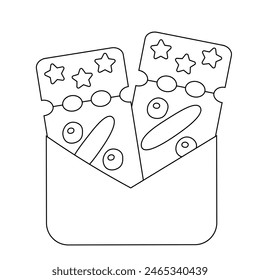 Two discount coupons with stars in envelope in black and white