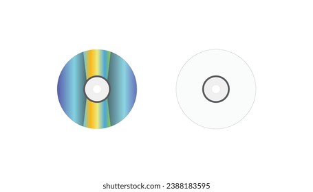 two discs isolated on white background. front view and back view