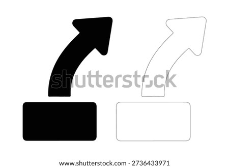 Two distinct arrow icons one solid and one outline illustrate upward movement and direction from a base