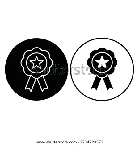 Two distinct award ribbons with star symbols in contrasting color schemes.