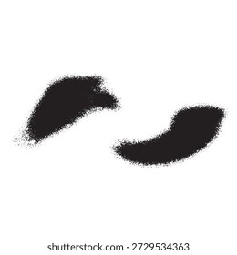 Dos pinceladas negras distintas con una apariencia texturizada y granulada, creando un visual abstracto y artístico sobre un fondo blanco limpio.