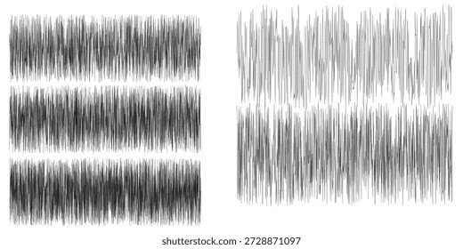 Two distinct blocks of tightly packed vertical lines, creating a textured, abstract visual effect.