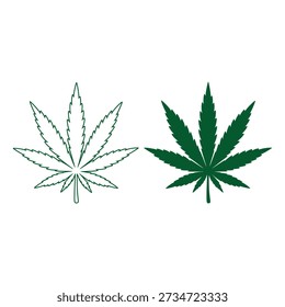 Two distinct cannabis leaves showcasing different artistic styles and details.