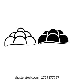 Two distinct groups of spheres on a flat surface, one group light and the other dark.