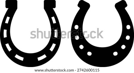 Two distinct horseshoes with varying designs and patterns