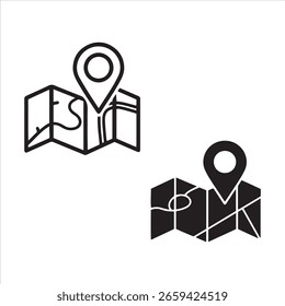 Two distinct representations of a folded map with a location marker.