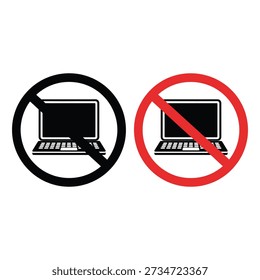 Two distinct signs indicating the prohibition of laptop usage in specific areas