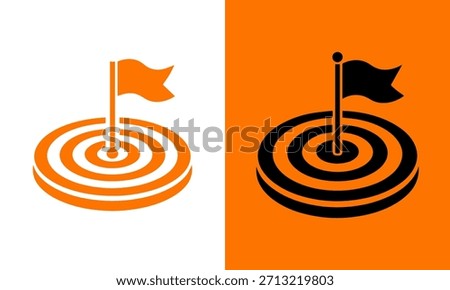 Two distinct target icons featuring orange flags symbolizing goals and achievement