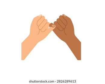 Two Diverse Hands Making a Pinky Promise Symbol of Friendship and Trust