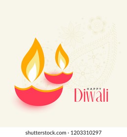 Two Diwali Diya On White Background