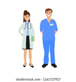 Two doctor in hospital, flat design