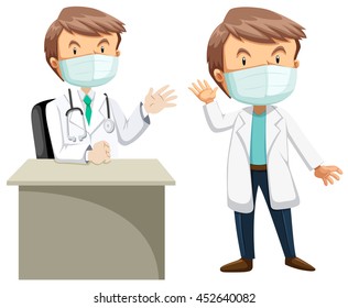 Two doctors in white gown illustration