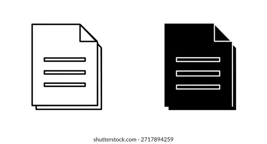 Two document icons, one in black outline and one in solid black isolated on