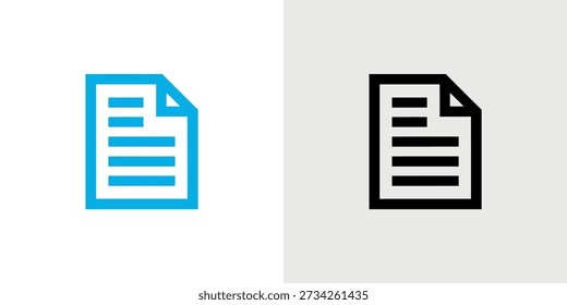 Two document icons, one blue and one black, are shown side-by-side, representing design variations.