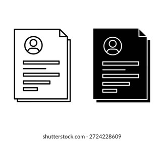 Two document with user profile symbols in white and black versions