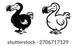 Two dodo bird cartoon illustrations in black and white offer a vintage and educational feel