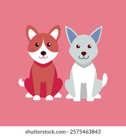 two Dog coloring vector design 