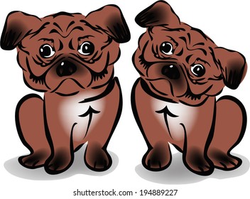 Two dog pug.vector