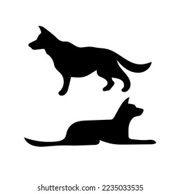 zwei Hunde Silhouetten, Vektorgrafik