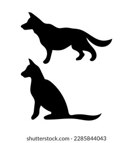 dos siluetas de perro, ilustración vectorial