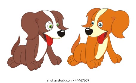 Two dogs cartoon vector illustration