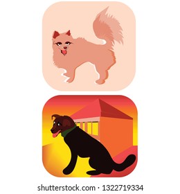 two dogs illustration