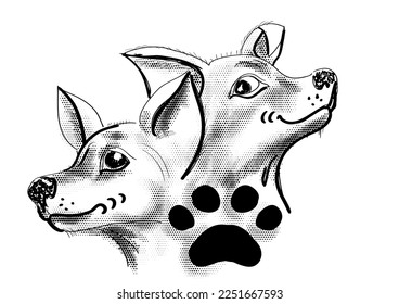 dos ilustraciones de perros aislados en fondo blanco