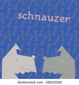 Two dogs on blue background.