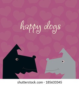 Two dogs on rose background. 