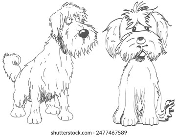 Two dogs in sketch style