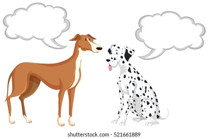 Dos perros con ilustración de burbujas de habla