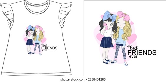 two doll best friend click selfie t shirt graphic design vector illustration digital file