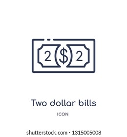 two dollar bills icon from security outline collection. Thin line two dollar bills icon isolated on white background. svg