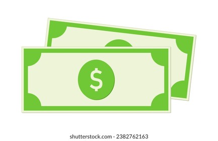 Two dollar bills isolated on white background svg