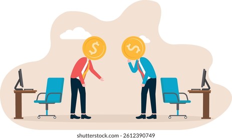 Two dollars holding handbags shaking hands, business agreement and cooperation

