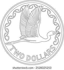 two dollars new zealand money vector design handmade silhouette