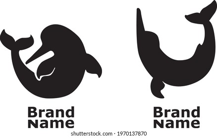 two dolphin black logo minimalistic desing modern and rounded finish