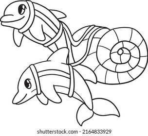 Two Dolphin Isolated Coloring Page for Kids