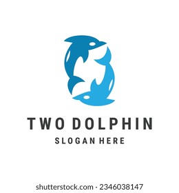 Two dolphin logo icon vector design template