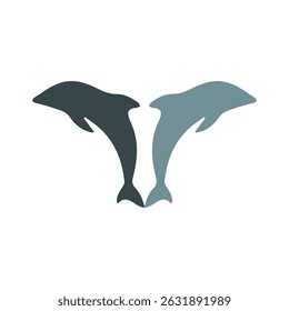 two dolphin silhouettes that can be used as a logo