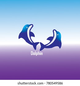 Two Dolphin Vector Template Design