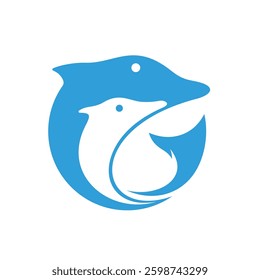 Two dolphins abstract logo designs