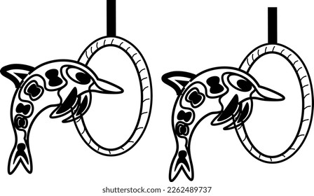 
two dolphins  art  black  cute animal  drawing