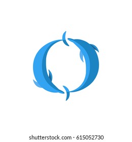 two dolphins circle vector illustration 