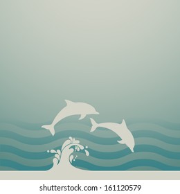 Two dolphins, eps10 vector