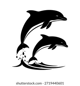 Dos delfines saltando del agua, creando un chapoteo