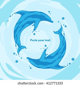 Two dolphins swim in circles.