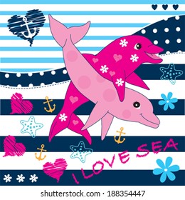 two dolphins vector illustration